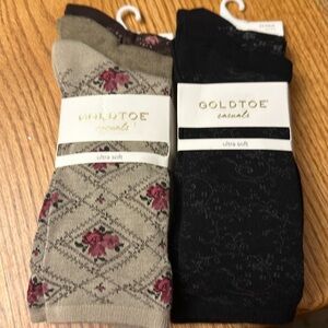 Gold toe three pack socks ultra soft casuals dress NWT 6-9 2 packs   6 pairs